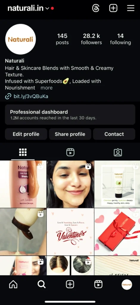 Naturali social media campaign performance screenshot